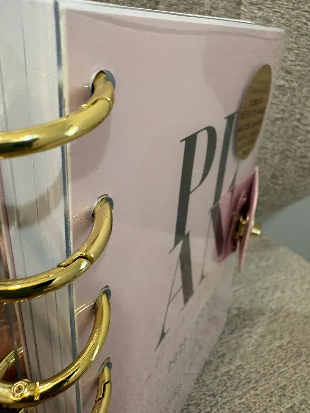 Tahari Blush Pink Weekly Planner with Gold Discs - New